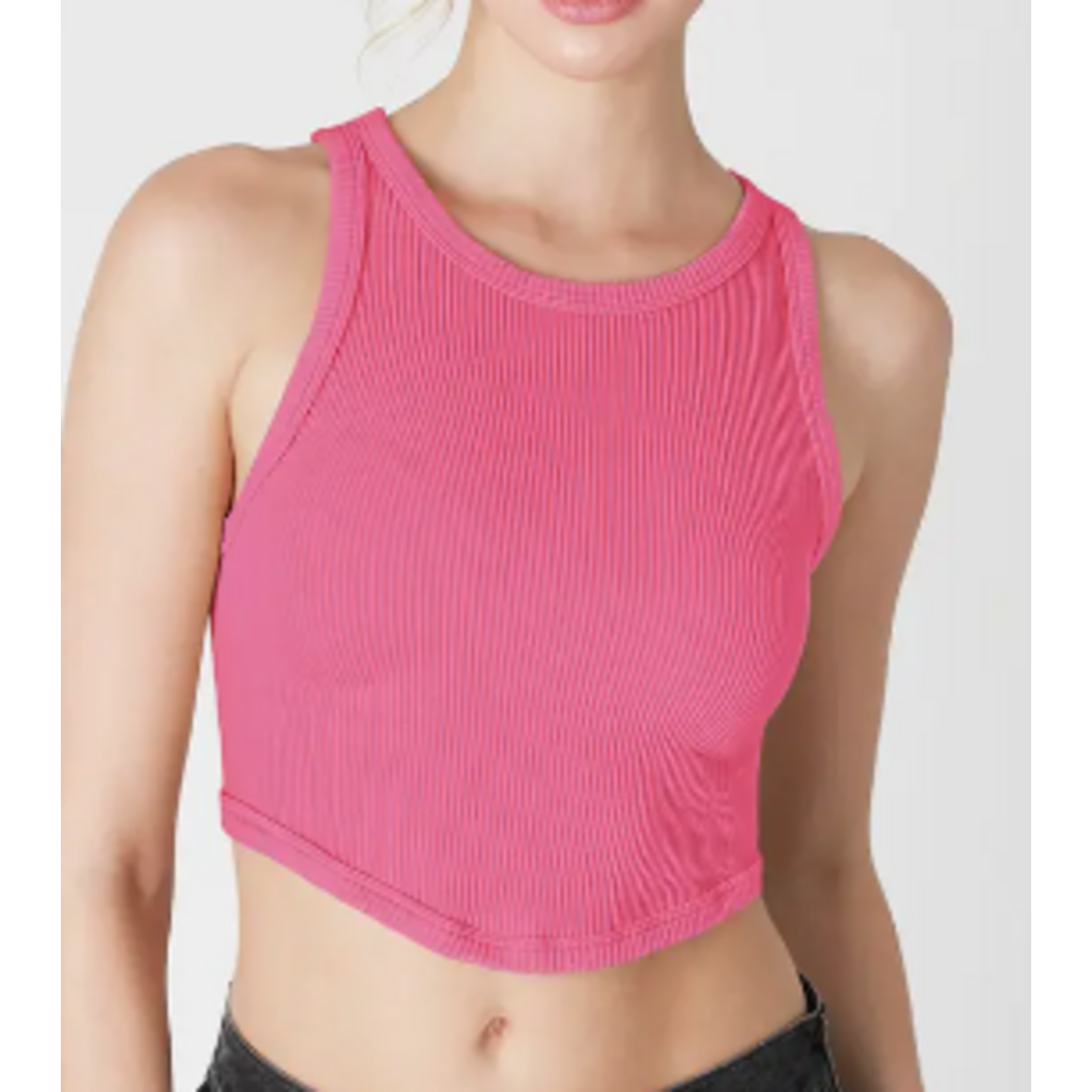 NIKIBIKI  Curved Hem Crew Neck Crop Top
