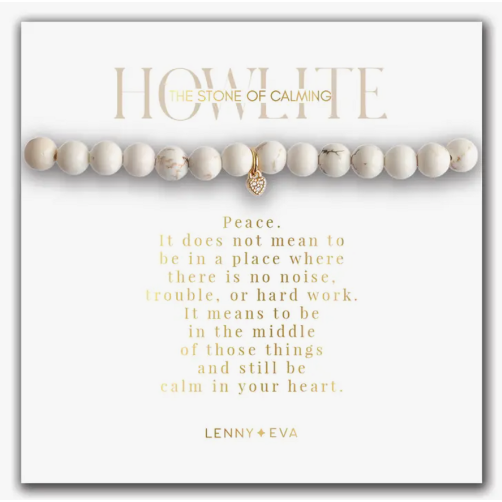 Lenny & Eva Symbolic Stones Bracelet, Heart, howlite