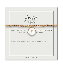 Lenny & Eva L&E Faith Over Fear Stretch Bracelet, White Cross