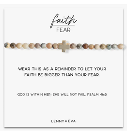 Lenny & Eva L&E Faith Over Fear Stretch Bracelet, Feldspar