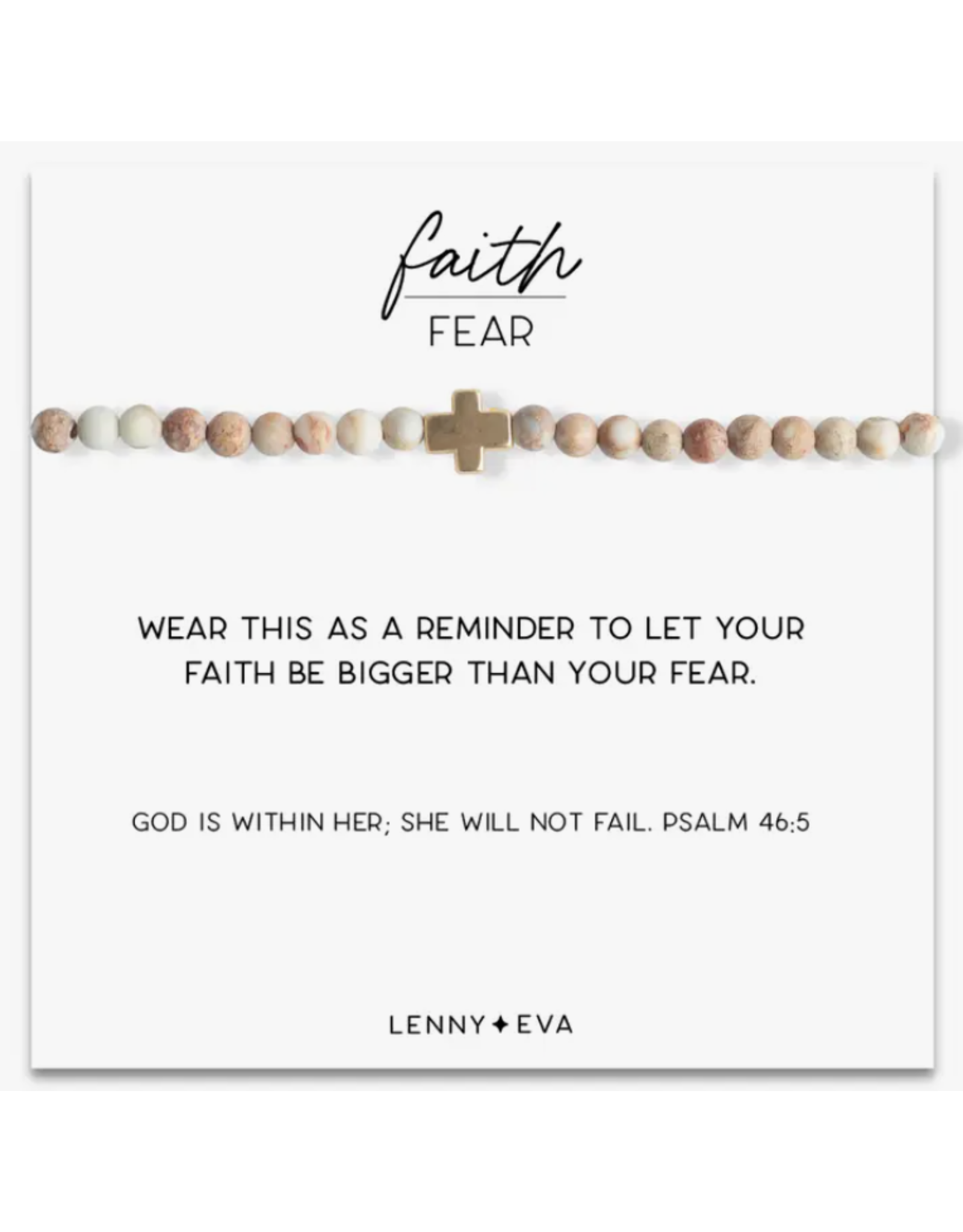Lenny & Eva L&E Faith Over Fear Stretch Bracelet, white jasper