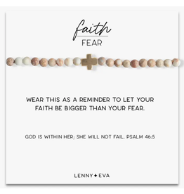 Lenny & Eva L&E Faith Over Fear Stretch Bracelet, white jasper