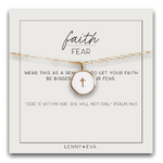 Lenny & Eva L&E Faith Over Fear Necklace, White Cross