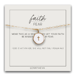 Lenny & Eva L&E Faith Over Fear Necklace, White Cross