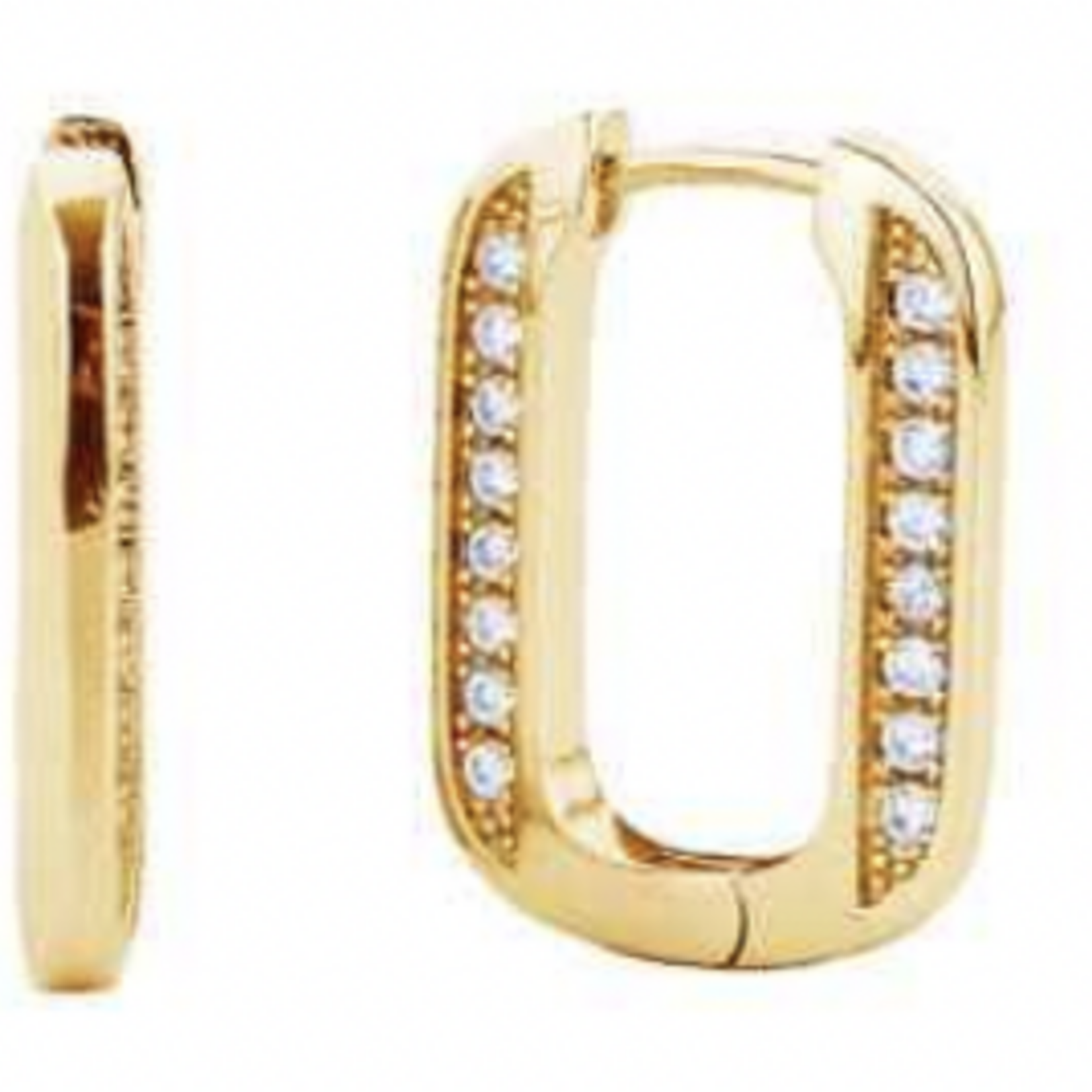 KW 14K Dipped CZ Huggie Earrings