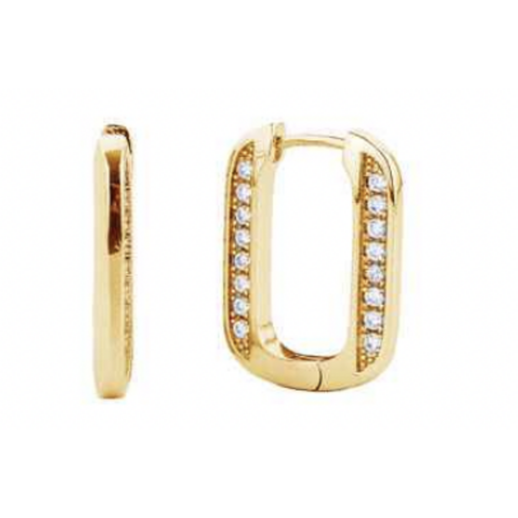 KW 14K Dipped CZ Huggie Earrings