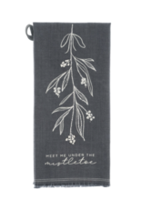 Karma Embroidered Cotton Tea Towel, Mistletoe
