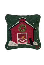 Chandler 4 Corners Hooked Pillow, Christmas at the Barn, 18 x 18