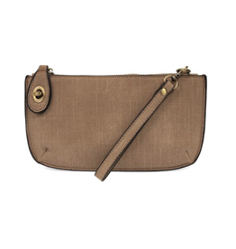 JS Faux Linen Crossbody Wristlet, cocoa