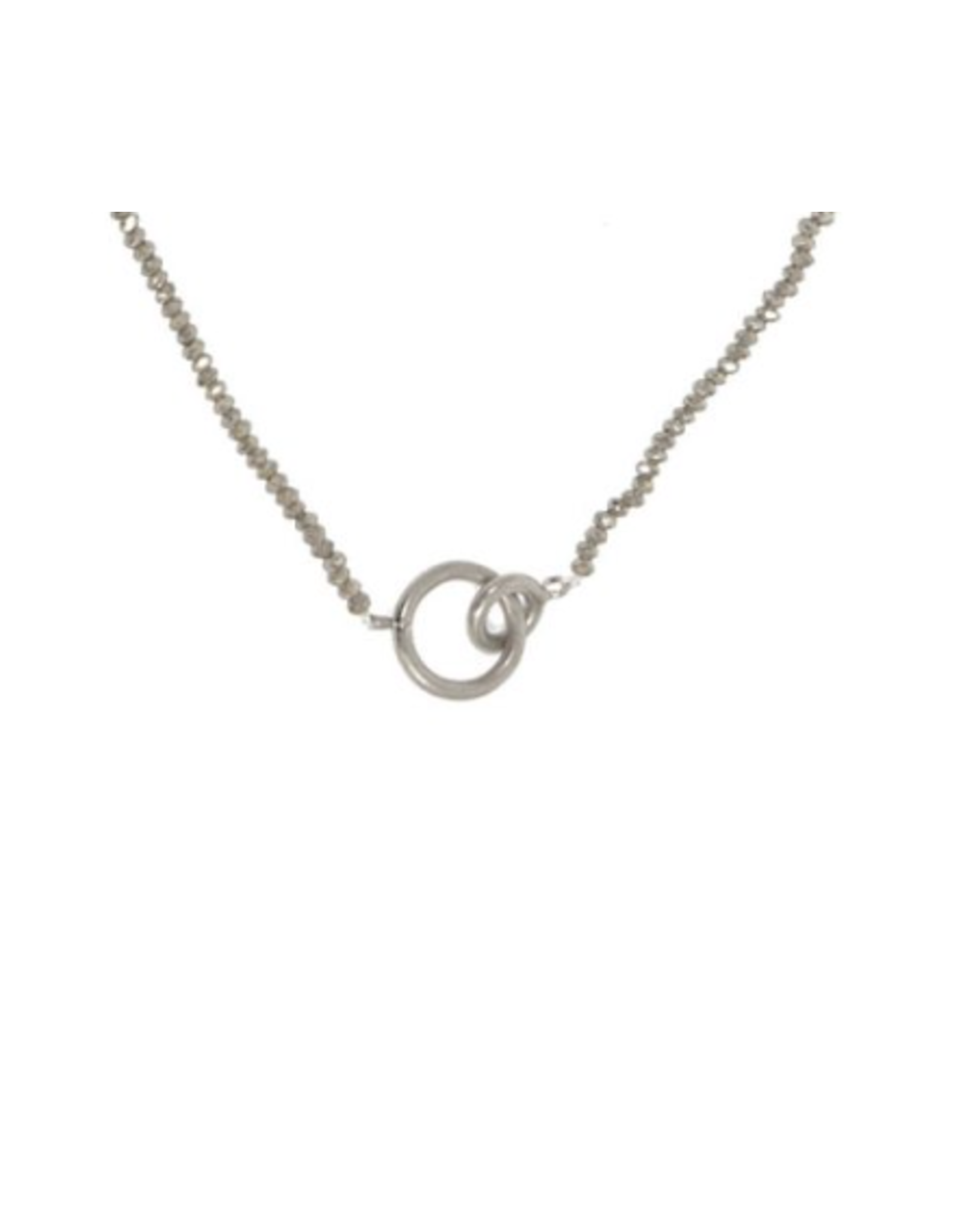 JS Crystal Bead Circle Necklace, silver