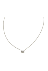JS 16" Crystal Rectangle Necklace, silver