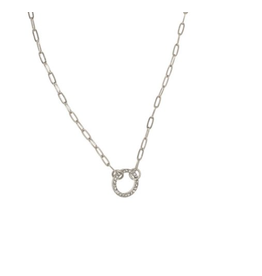 JS Crystal Circle Necklace, silver