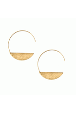 JS Brushed Gold Threader Moon Earrings