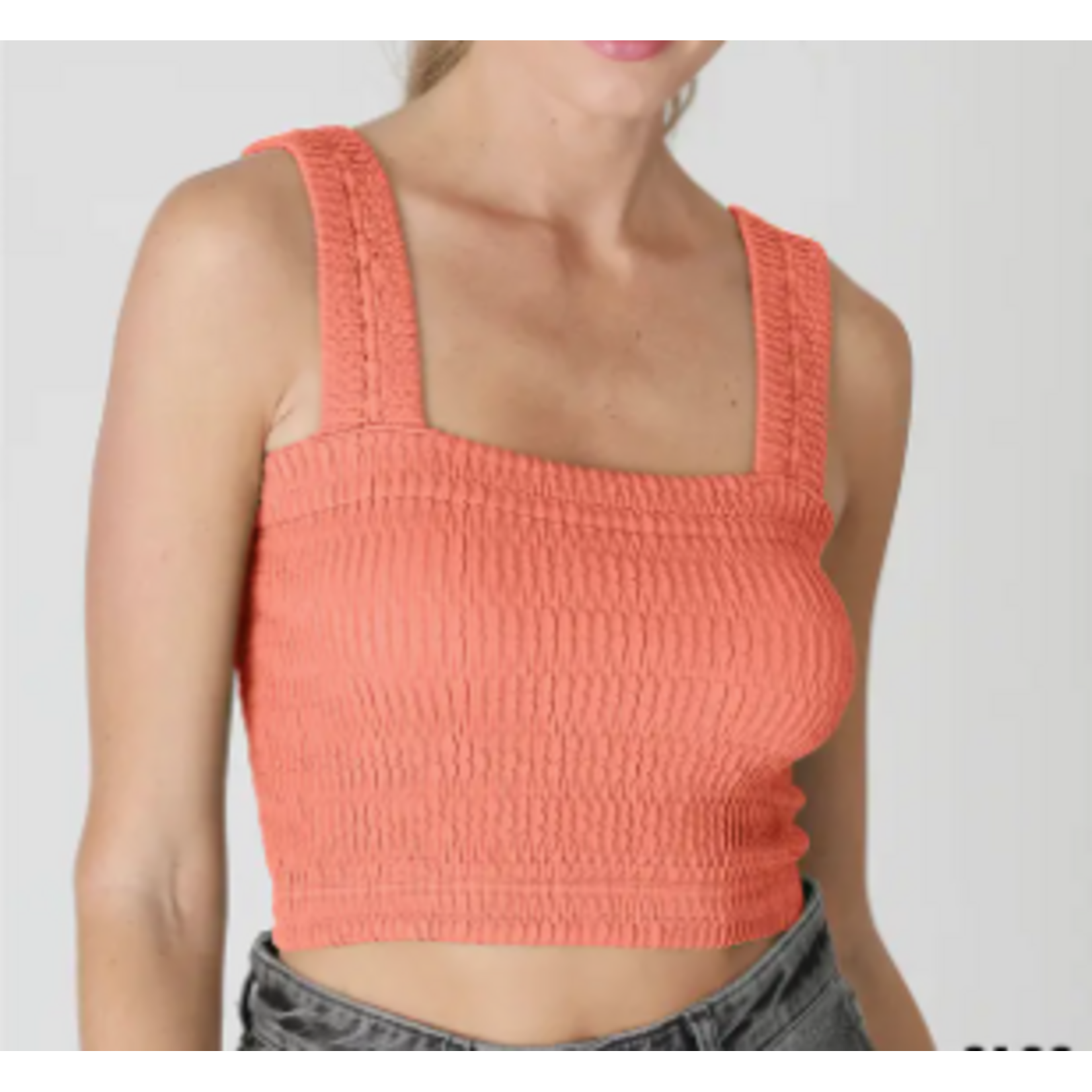 NIKIBIKI Nikibiki Shirred Square Neck Crop Top,