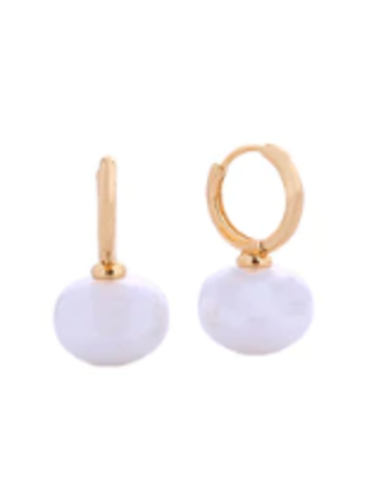 KW 14K Dipped Earring, Large Pearl with Hoop