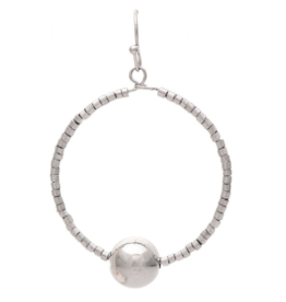 Rain: Silver Large Ball Bead Circle Earrings
