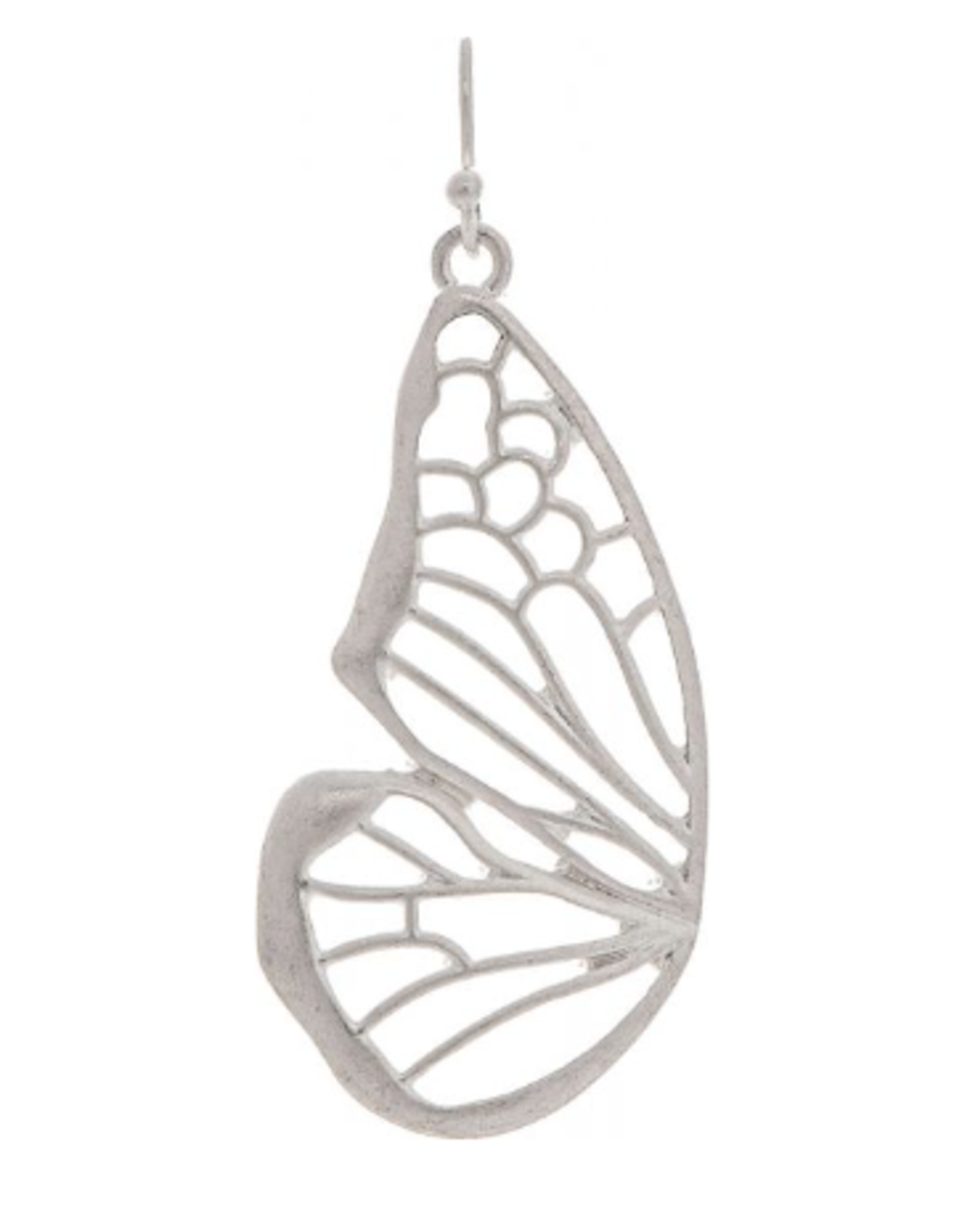Rain: Matte Silver Butterfly Wings Earrings
