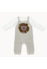 Lion Applique Baby Knit Overall, 3-6 mo, Stone