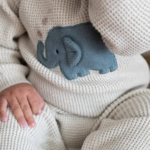 Elephant Jacquard Knit Jumpsuit, 3-6 mo, Stone