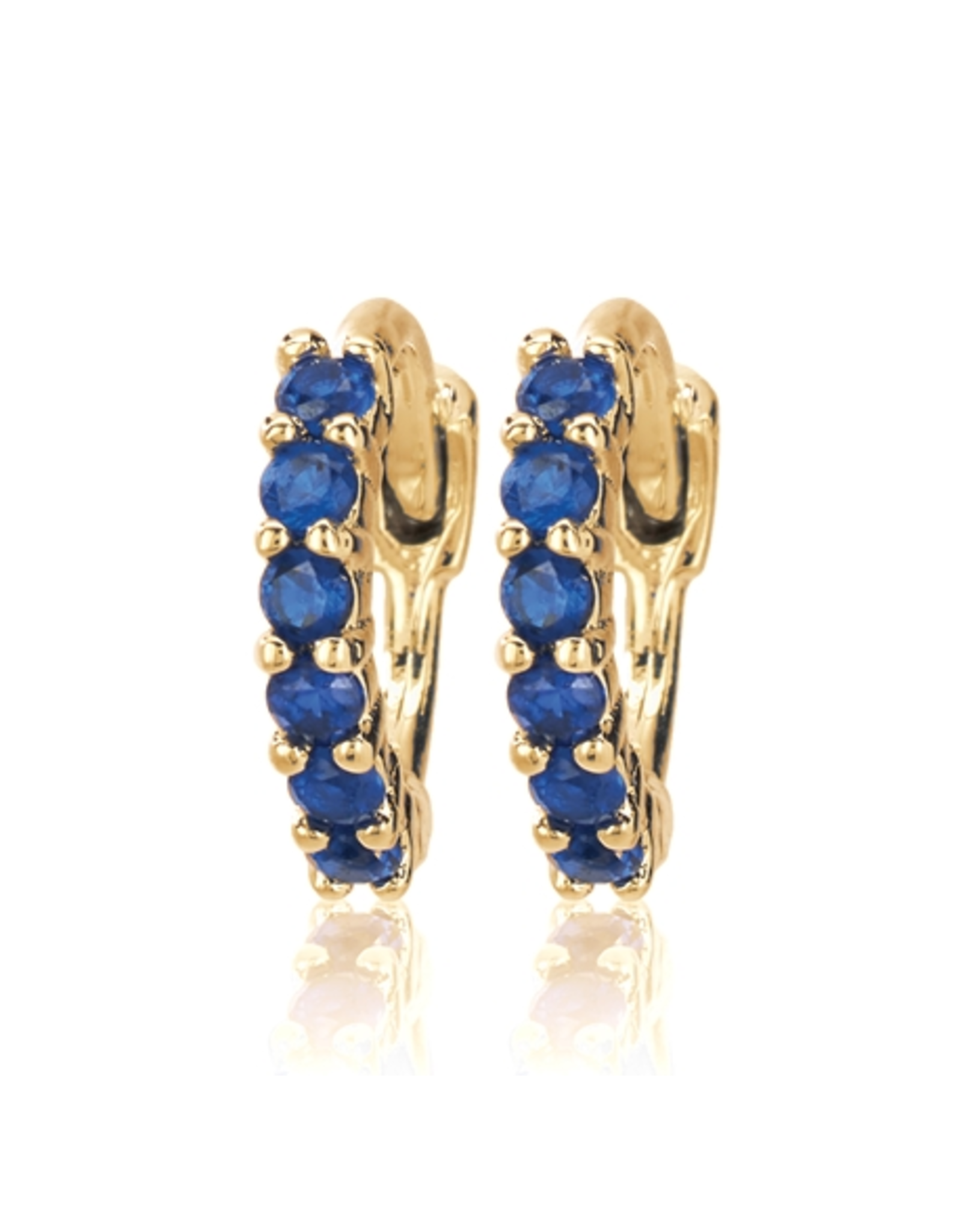 Cool and Interesting CAI Huggies, Half Round Stone, Gold Blue