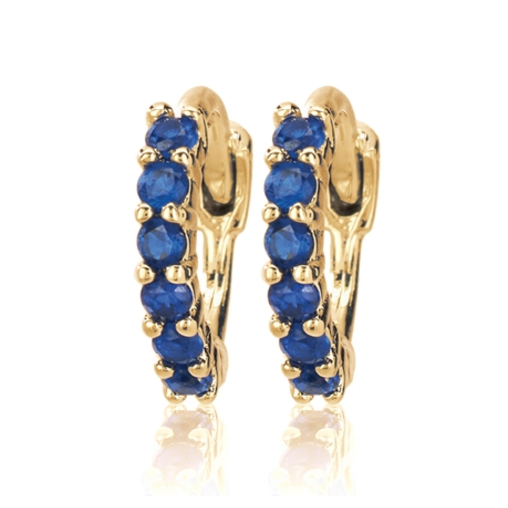 Cool and Interesting CAI Huggies, Half Round Stone, Gold Blue
