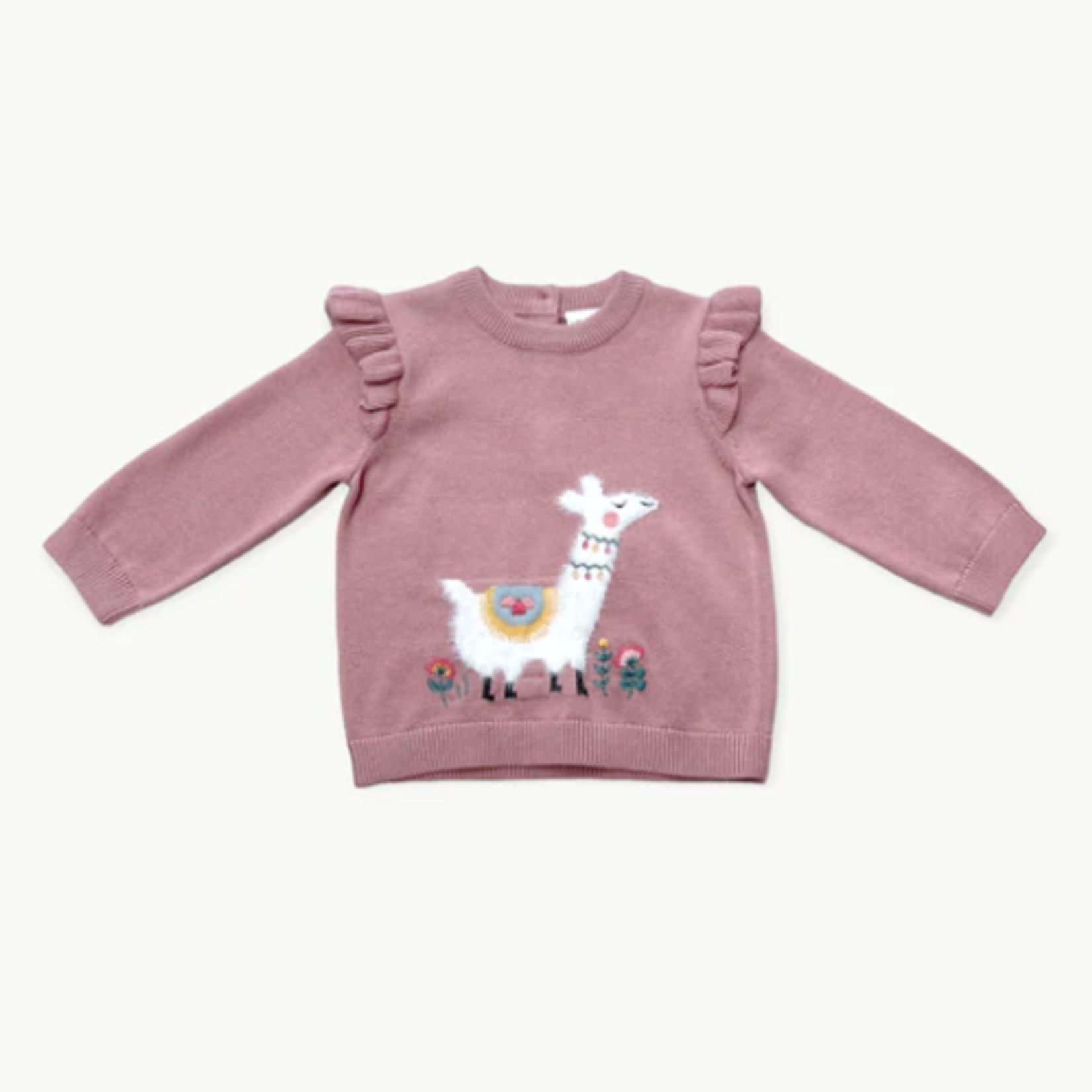 Furry Llama Baby Sweater, 3-6 mo., Vintage rose