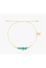 Pura Vida Dainty Turquoise Bead/Gold Charm Bracelet, natural