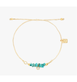 Pura Vida Dainty Turquoise Bead/Gold Charm Bracelet, natural