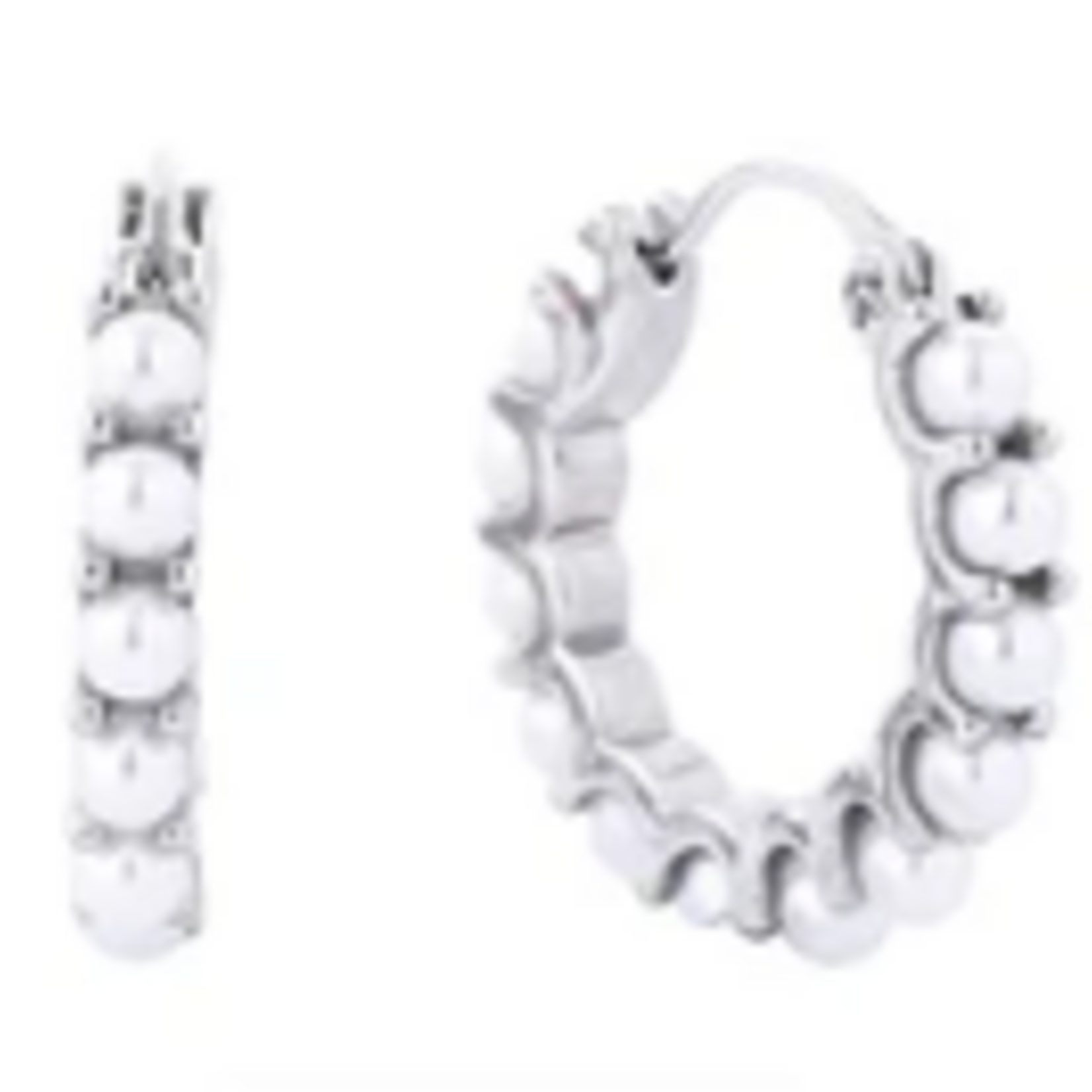 KW Multiple Pearl Hoop Earring, Silver