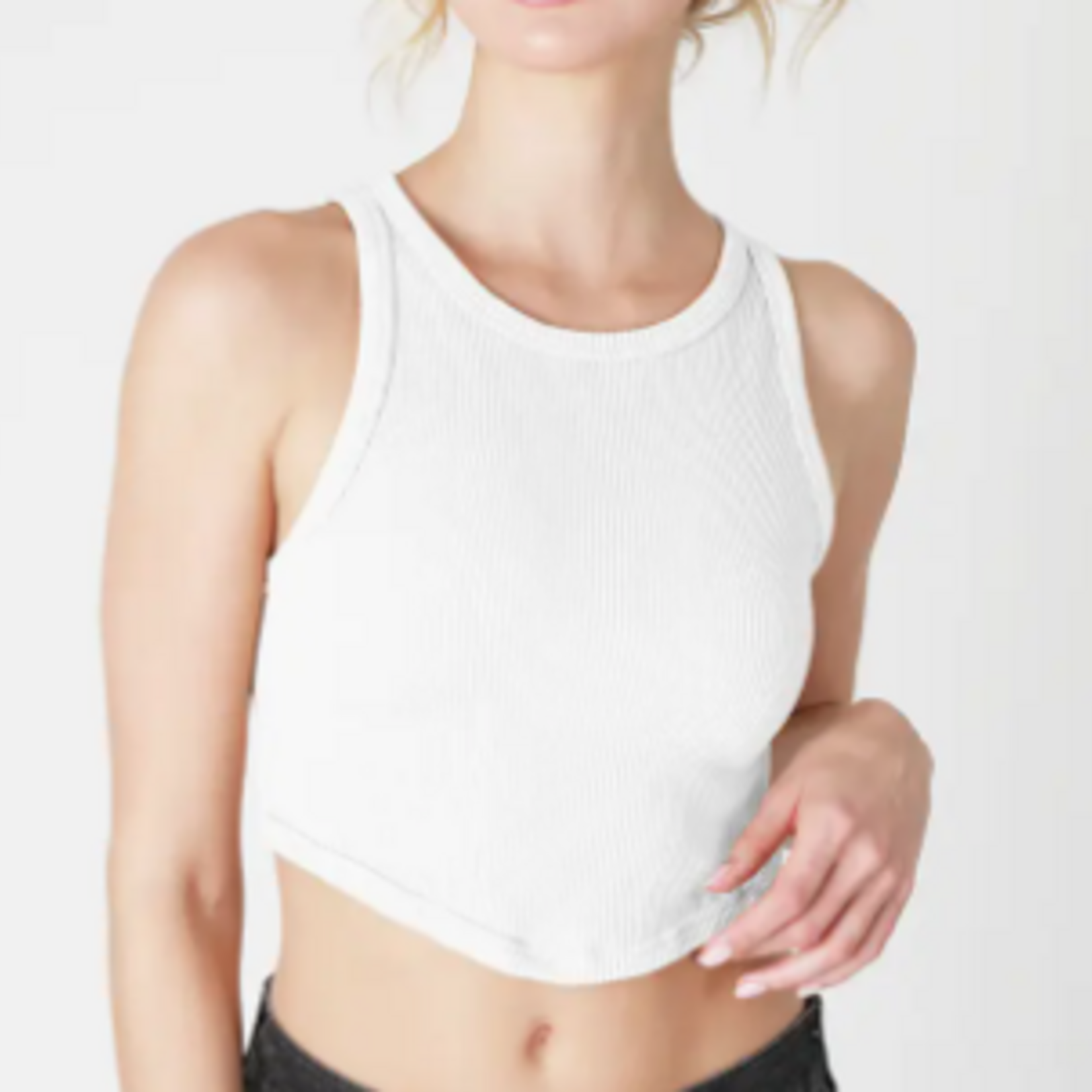 NIKIBIKI NikiBiki Curved Hem Crew Neck Crop Top