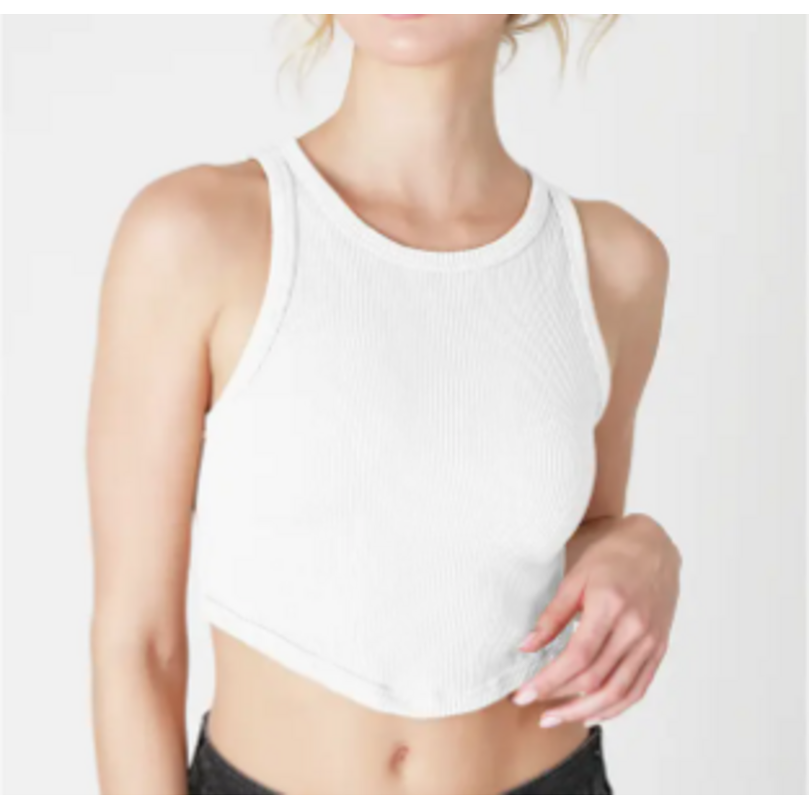NIKIBIKI  Curved Hem Crew Neck Crop Top