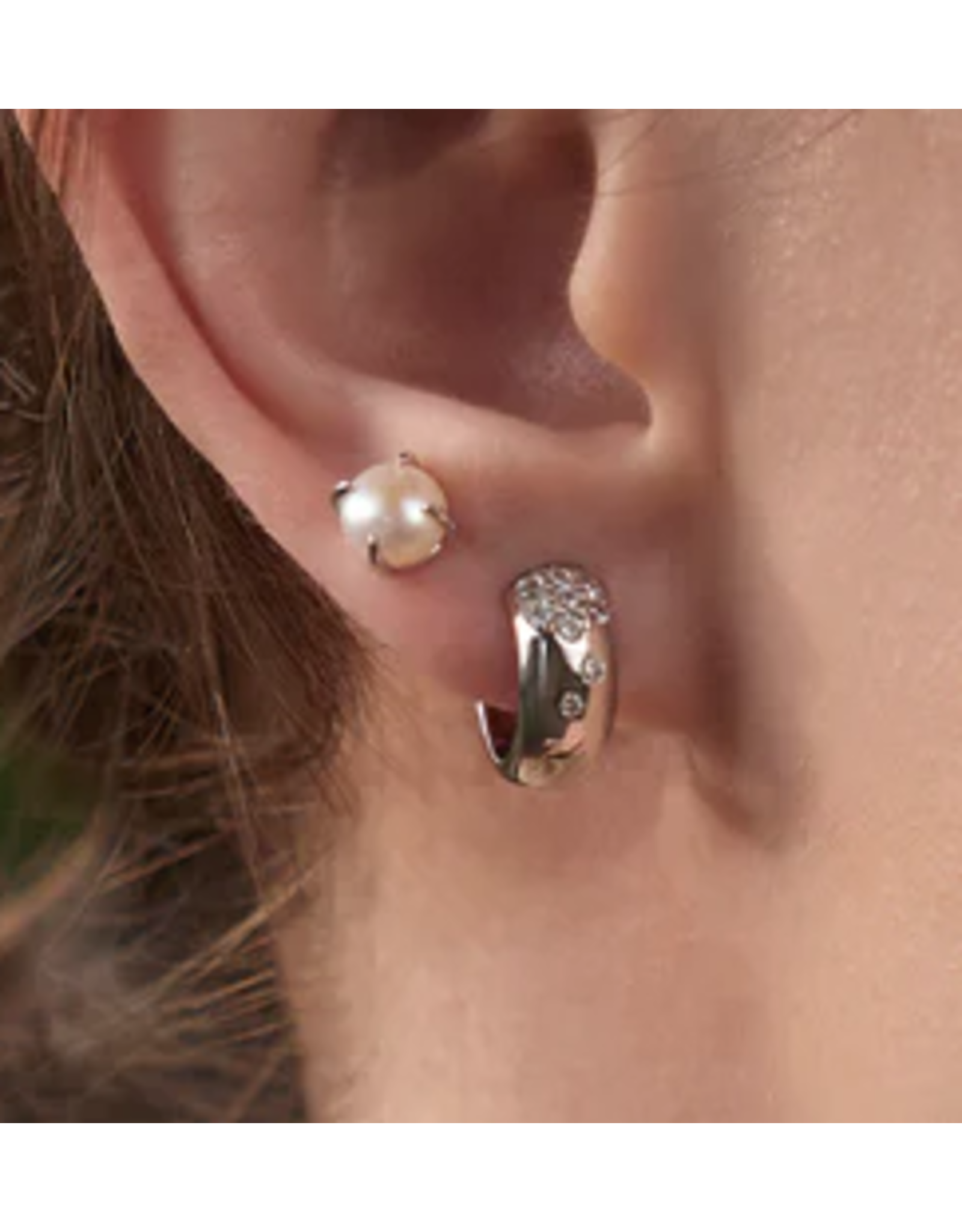 Ania Haie Ania Haie Modern Muse Pearl Barbell Earrings, silver