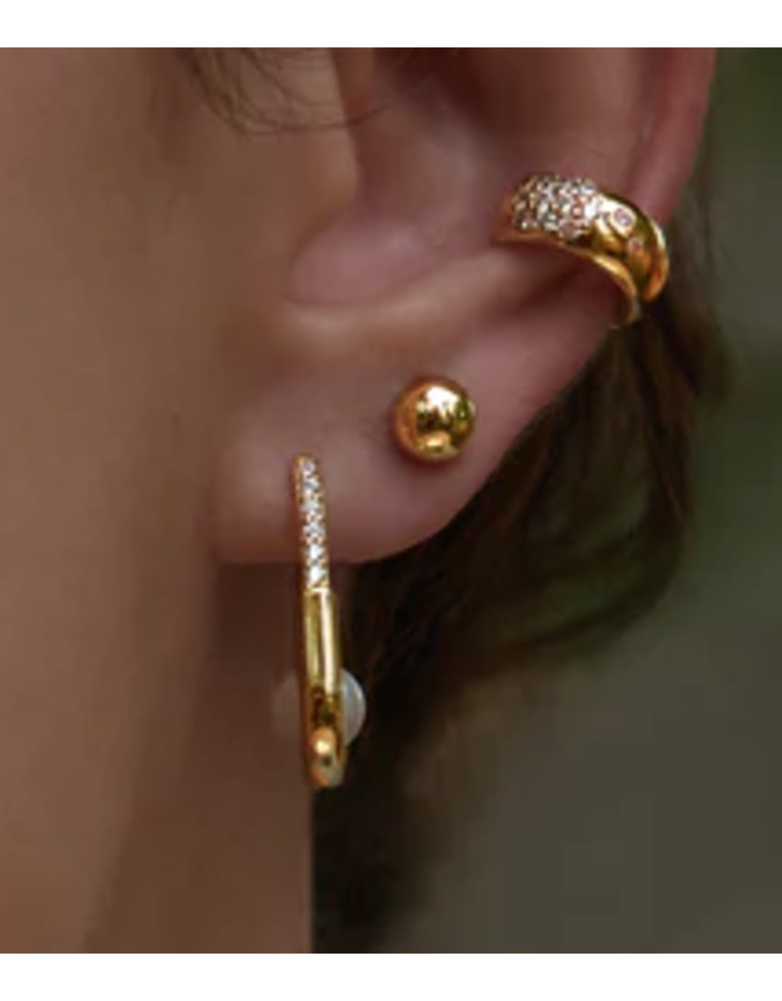 Ania Haie Ania Haie Modern Muse Pearl Barbell Earrings, gold