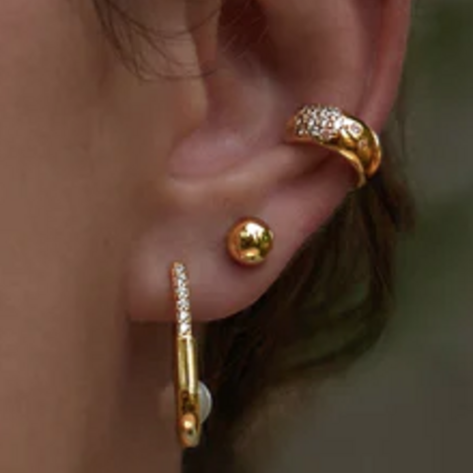 Ania Haie Ania Haie Modern Muse Wide Sparkle Ear Cuff, gold