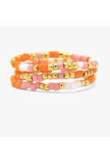 Pura Vida Mixed SB Gold Stretch Ring, set of 3, Warm Breeze, M/L
