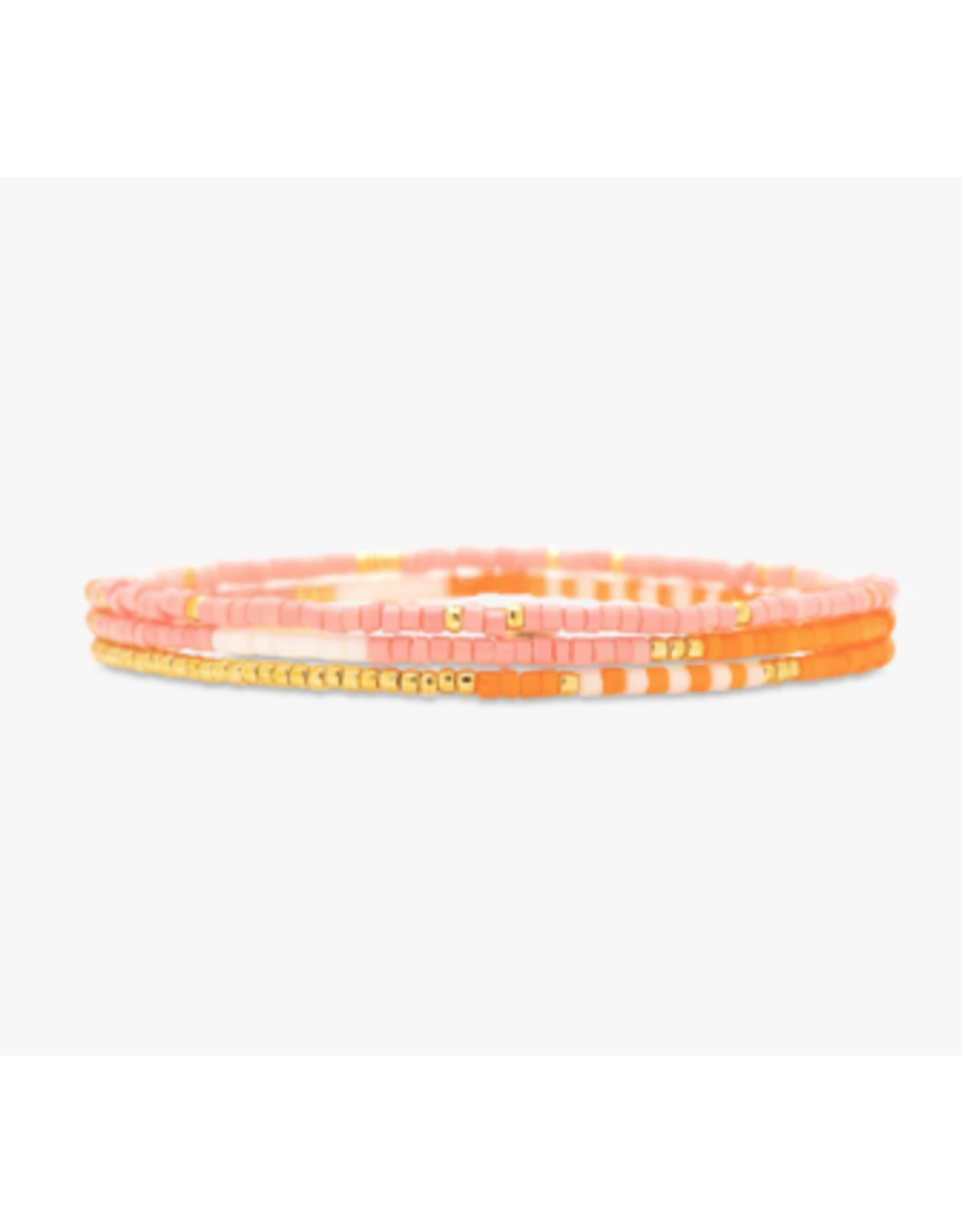 Pura Vida Mixed SB Gold Stretch Bracelet, Set of 3, Warm Breeze
