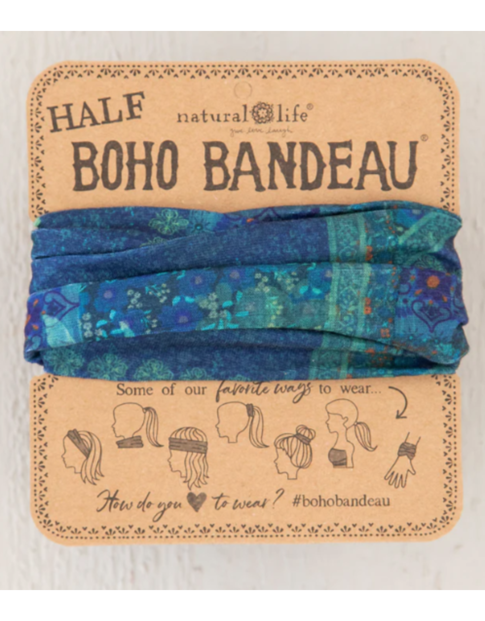 Natural LIfe Boho Half Bandeau, Indigo Patchwork