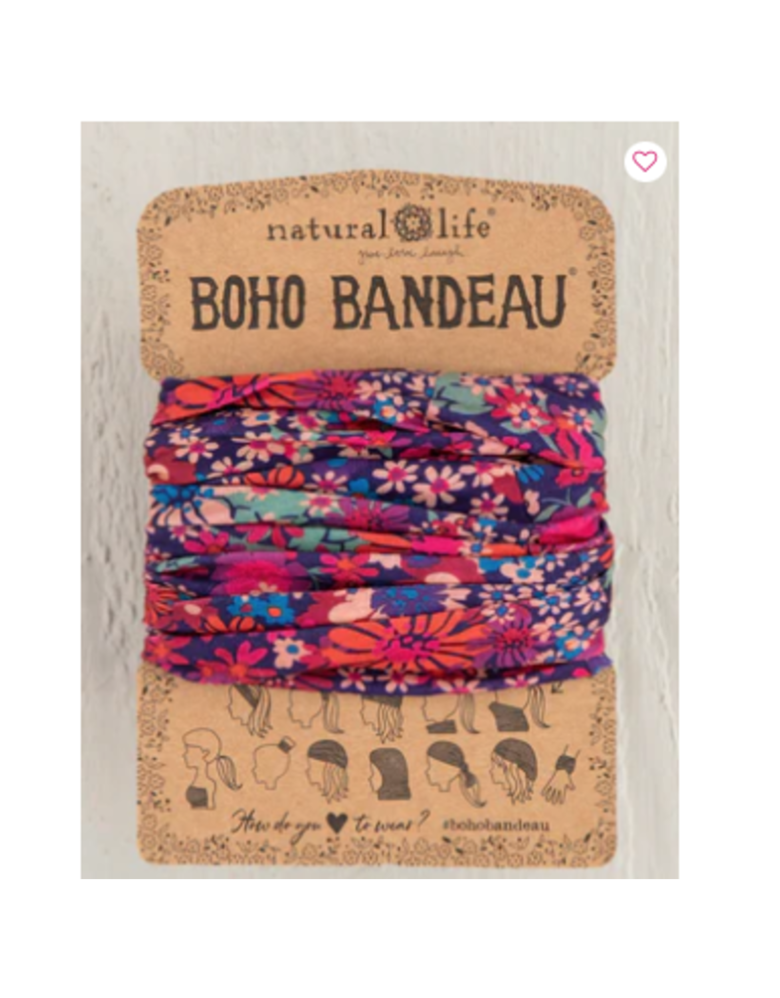 Natural LIfe Boho Bandeau Dark Red Pink Floral