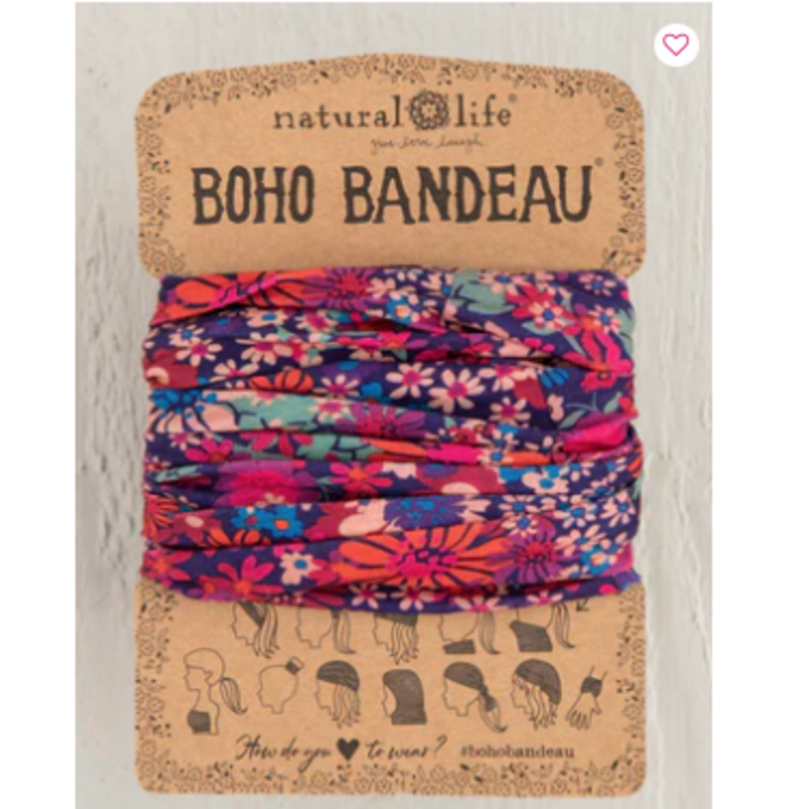 Natural Life Boho Bandeau Dark Red Pink Floral