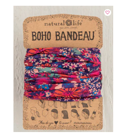 Natural LIfe Boho Bandeau Dark Red Pink Floral