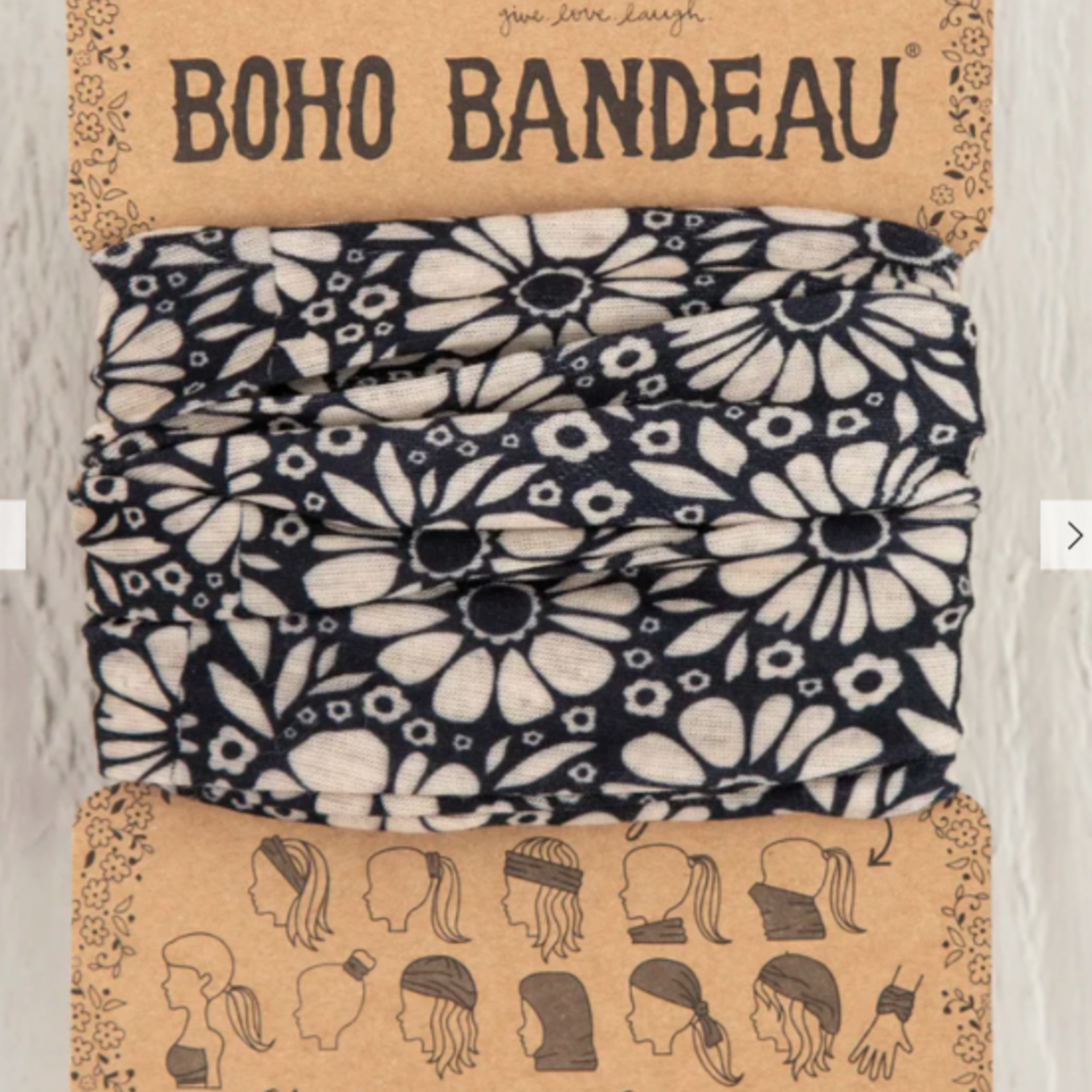 Natural Life Boho Bandeau Black White Daisies