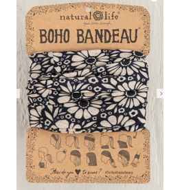 Natural LIfe Boho Bandeau Black White Daisies