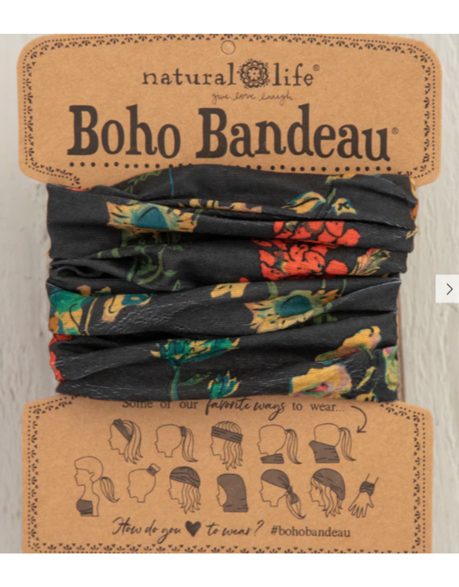Natural LIfe Boho Bandeau, Charcoal Floral