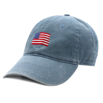 Smathers & Branson S&B Needlepoint Ball Hat, American Flag on Steel Blue