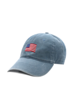 Smathers & Branson S&B Needlepoint Ball Hat, American Flag on Steel Blue
