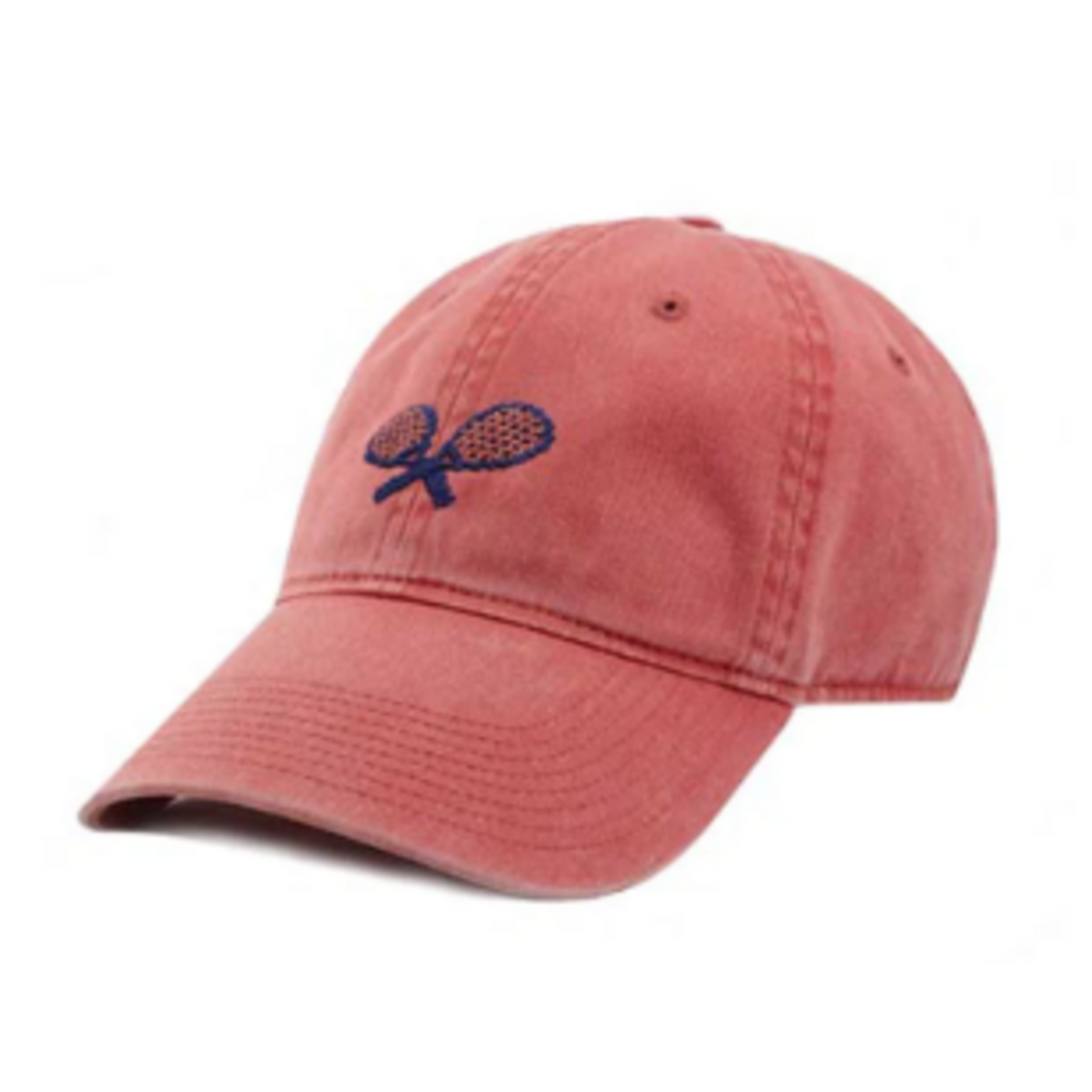 Smathers & Branson S&B Needlepoint Ball Hat, Crossed Racquets on Nantucket Red