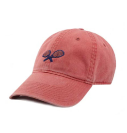 Smathers & Branson S&B Needlepoint Ball Hat, Crossed Racquets on Nantucket Red