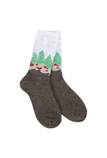 World's Softest Socks Holiday Mini Crew Socks, wonderland forest white