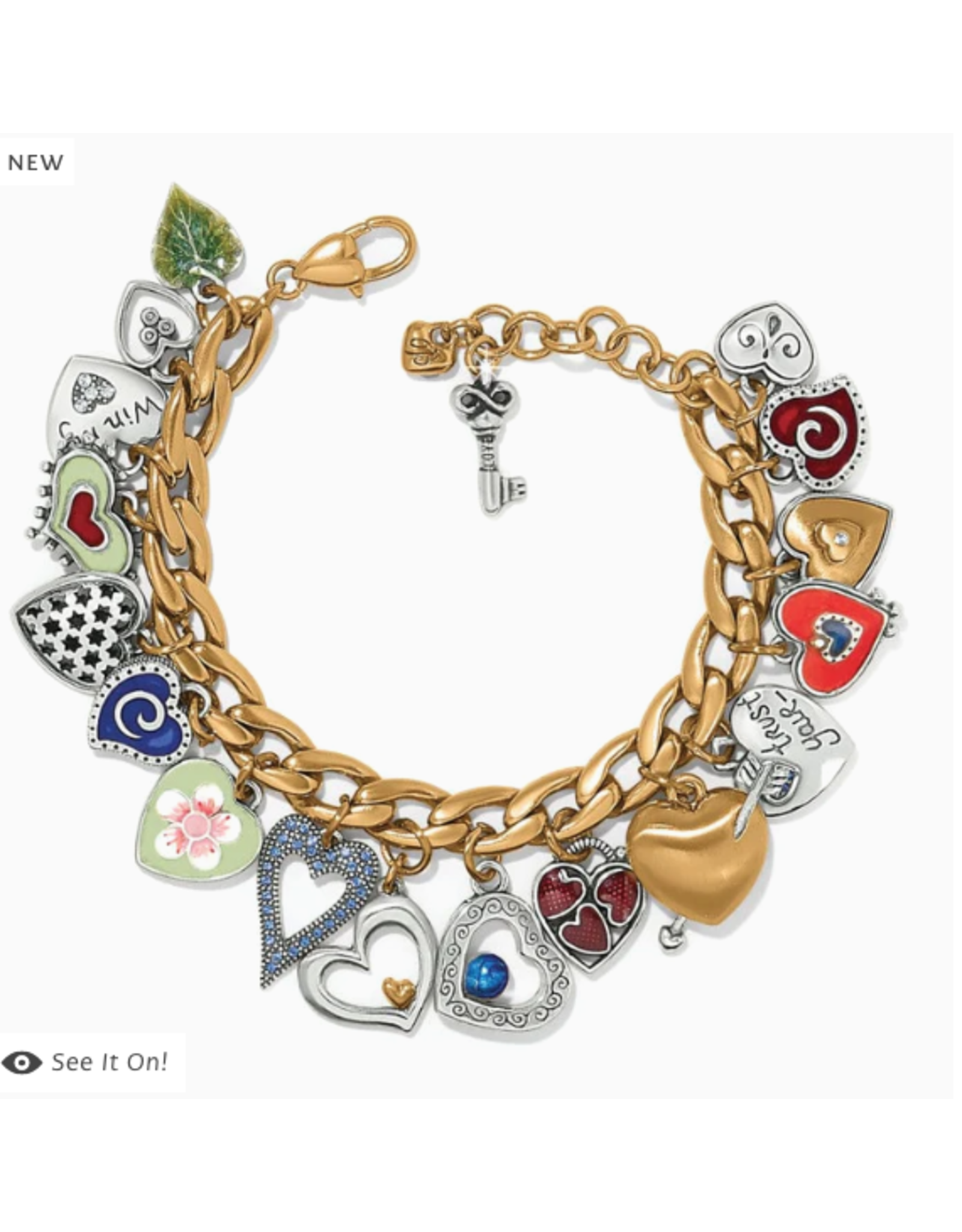 Brighton One Heart Color Charm Bracelet, gold