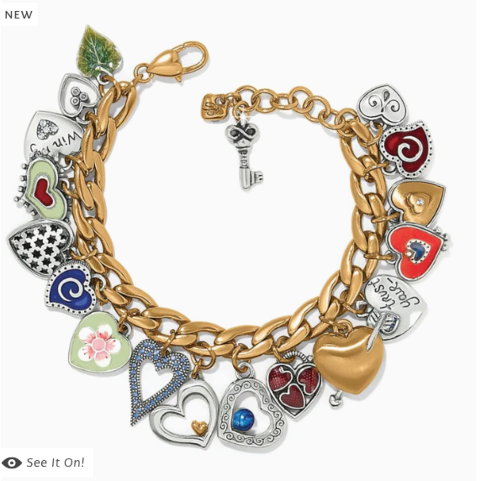 Brighton One Heart Color Charm Bracelet, gold